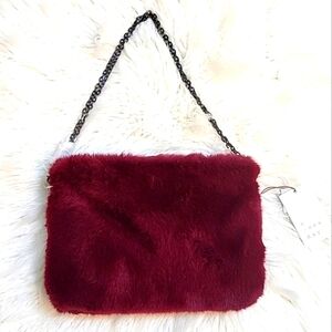🎯A New Day | Burgundy Faux Fur Convertible Crossbody Handbag